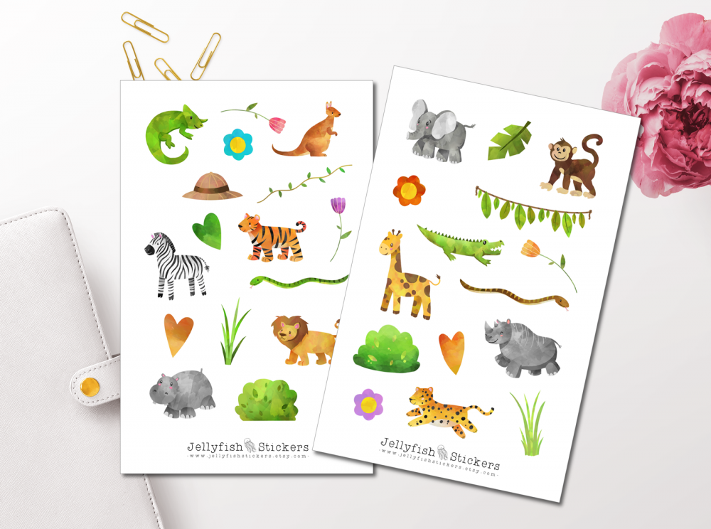 Dschungel Tiere niedlich Sticker Set
